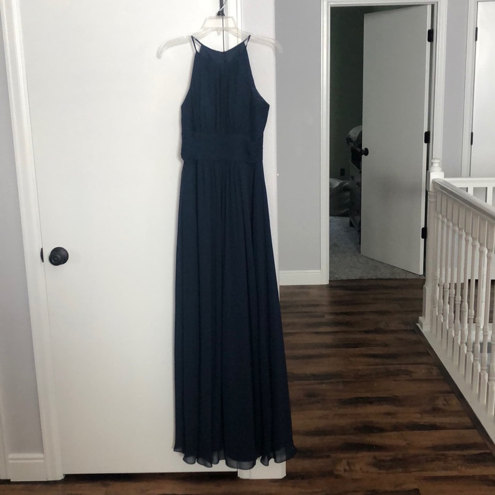 Azazie dark navy bridesmaid dress